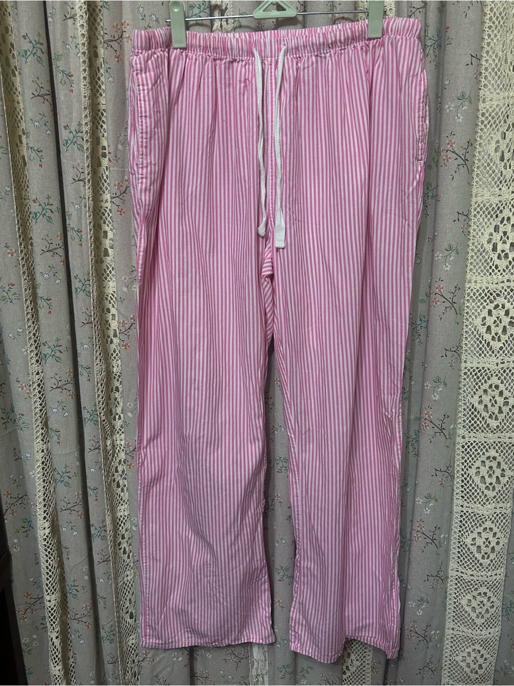 2/$28 Noble Mount Pink & White Striped Cotton Pajama Pants XL Lounge Sleepwear